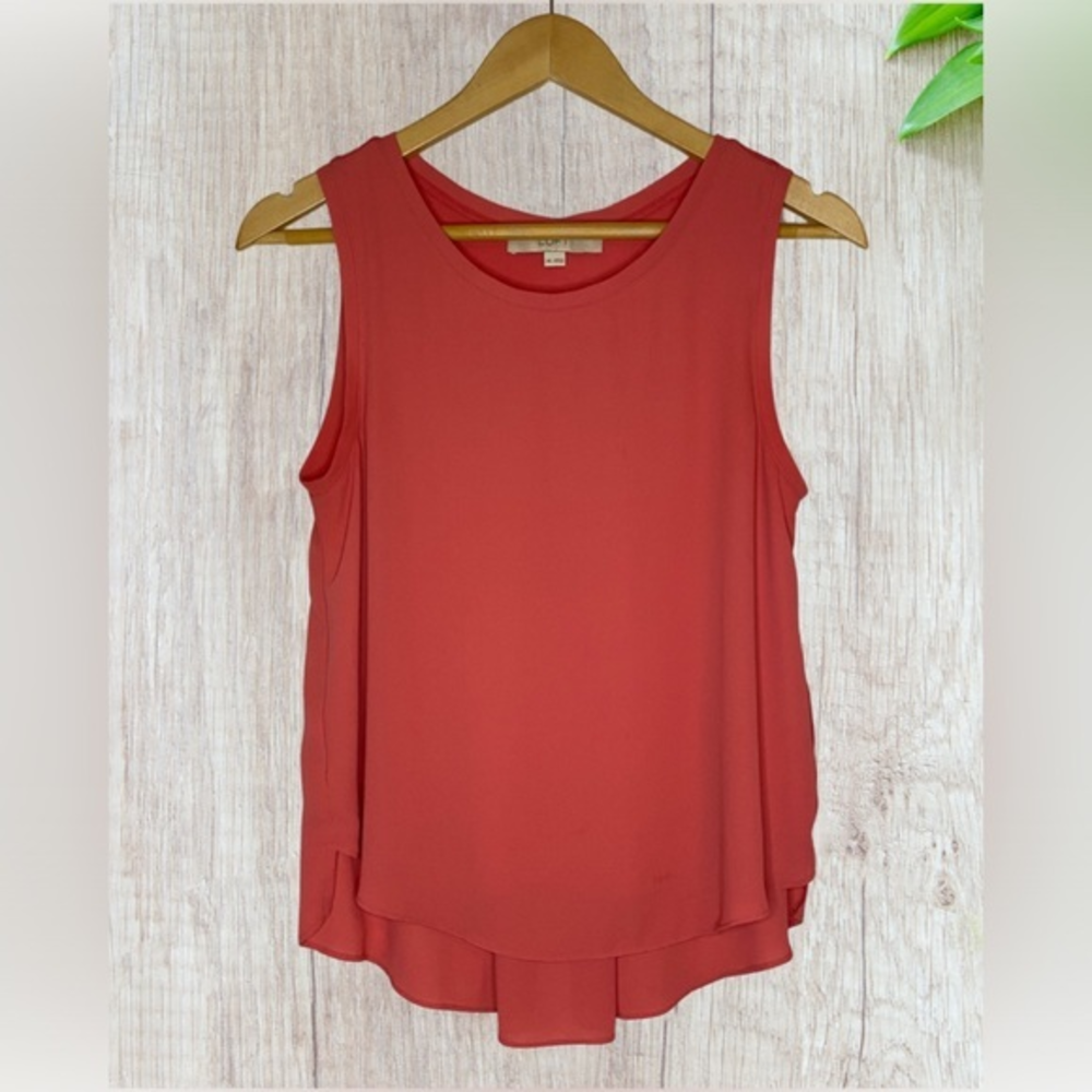 Women’s Ann Taylor LOFT Sleeveless Scoop Neck Coral Slit Tank Blouse Size XS